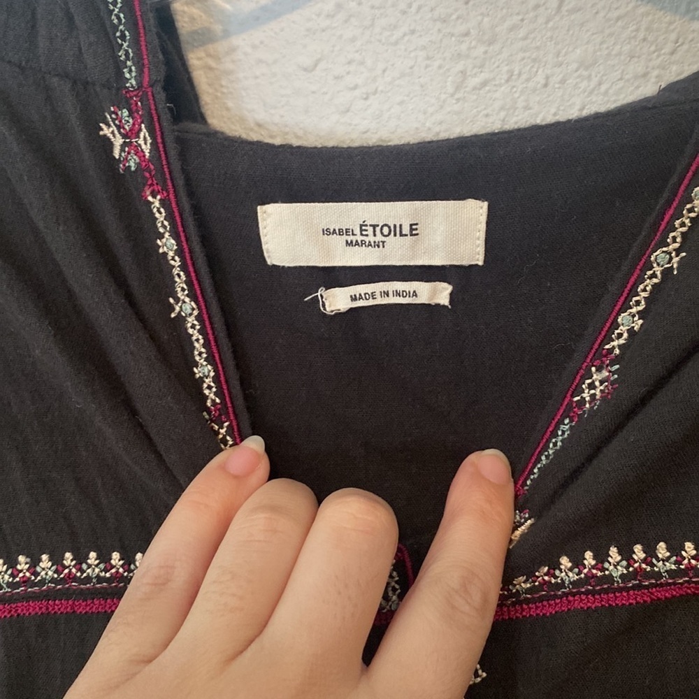 ETOILE ISABEL MARANT Mekki Half-Sleeve Hooded Blouse with Embroidery - Picture 8 of 10